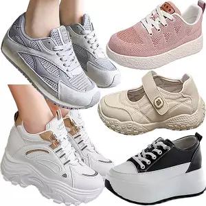 여성 운동화 키높이 스니커즈 메리제인 통굽 슬립온 여름 런닝화 패션 경량 매쉬 메쉬 가죽 소가죽 조깅화