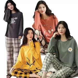 여성 잠옷 상하세트 긴팔 긴바지 폴리에스테르 겨울 파자마 OFS-DMPJM2