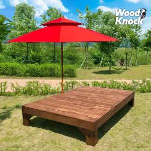 미엔우드 야외 원목 평상 실내 원목 테이블 데크 야외용 평상 정자 DIY 조립식 무도색 월넛색 주문제작