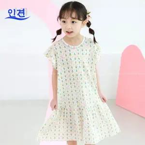 PL SS44-19 아동 인견 원피스 반팔 유아 아동 여아 실내복 여름 잠옷