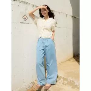 [롯데백화점]올리브데올리브 핀턱 포인트 벨티드 와이드 데님 팬츠 (OJ5ML272)