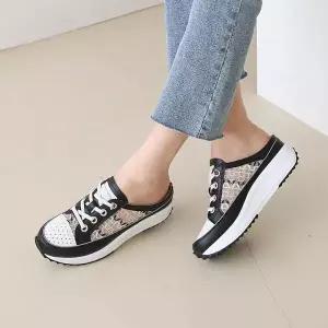 [하프클럽/]여성 스니커즈 뮬 키치 통굽 패턴메쉬 여름신발