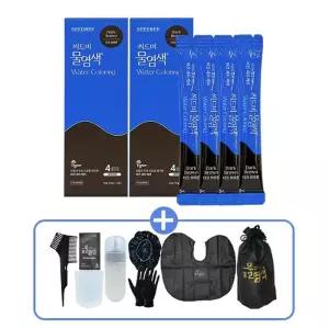 [씨드비] 물염색 시즌2 프리미엄 새치 커버 다크브라운 4회분x2박스+염색도구