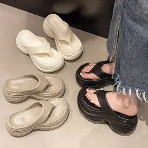 [하프클럽/] 웨지 플랫폼 통굽 쪼리 슬리퍼(8cm)-6303