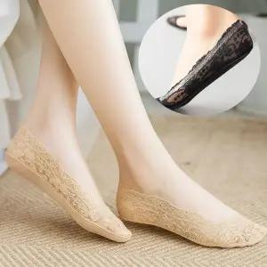 [보리보리/모든고]벗겨지지않는 누드 덧신 실리콘 레이스 양말 10켤레 미끄럼방지 여성 플랫슈즈
