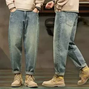 남자 봄 가을 청바지 테이퍼드핏 작업복 빈티지 데님 팬츠 봄 롤업