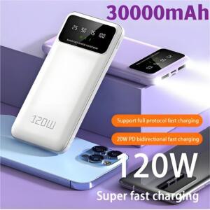 30000mah 대용량 보조베터리 120w 초고속 충전 휴대용 배터리 Iphone Samsung Huawei 2025