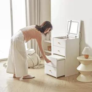 일마레하우스 라이 접이식 LED 거울 틈새 화장대 의자세트