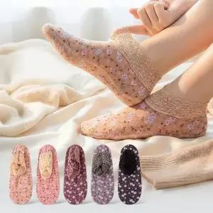 [2+2+1] 우아한 벨벳레이스 여성덧신 미끄럼방지 버선양말 5켤레세...