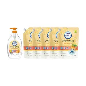 참그린 트루워시 구연산 오렌지 용기 1kg, 1개 + 오렌지 리필 1.2kg, 5개