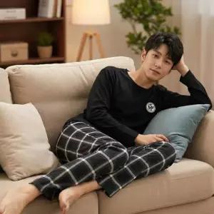 남자 긴팔 잠옷 상하의세트 파자마 사계절 집에서 입는 학생 수면 남성 에서입는 아빠