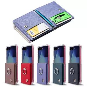 갤럭시 Z플립 4 5 6 7 H포켓 링고리 지갑 케이스 카드6장 수납