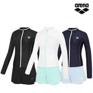 아레나 여성인 웨이비 집업 래쉬가드 3PCS 세트 A6BL1PS01