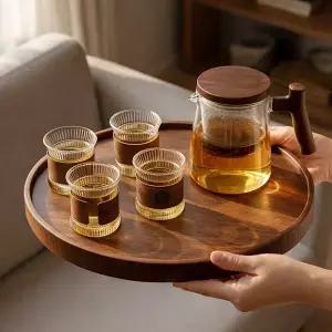 [카페로메오]57도씨 호두나무 티포트 티팟 컵 세트 차주전자 찻잔 4개