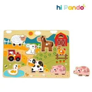 하이판도 꼭지퍼즐 농장동물/KC인증/수조작/유아/퍼즐/우드/어린이/나무/아기/원목/목재/맞추기/꼭지/놀이