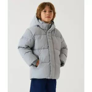 무신사스탠다드 키즈 후디드 다운 푸퍼 숏 패딩 재킷 라이트 그레이 1677788