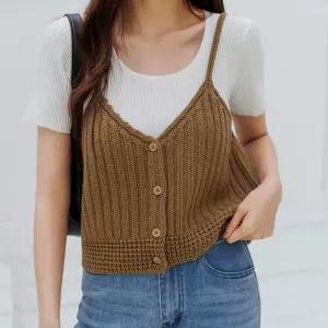 [시크폭스] 버튼리브 골지 니트 뷔스티에_61KN1521