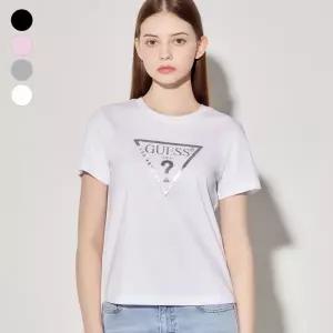 [롯데백화점]게스 여성 실버 빅삼각 반팔티셔츠 OP2K9404