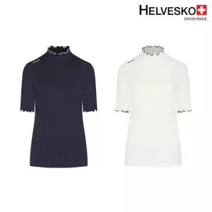 [헬베스코] 여성 골지 셔링 5부 반팔티셔츠 H1MWTS263