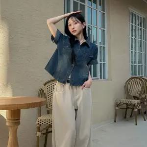포켓 반팔 데님 셔츠 to-2612c