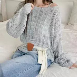 [제작/빅사이즈]이블렛 뉴디아 부클 보트넥 케이블 루즈핏 니트 제이스타일