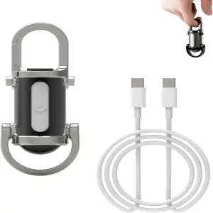 DuZhiLixon 1200LM 슈퍼 미니 브라이트 LED 손전등 USB 방수 열쇠고리 충전식 구조용 캠핑용 (실버 블랙)