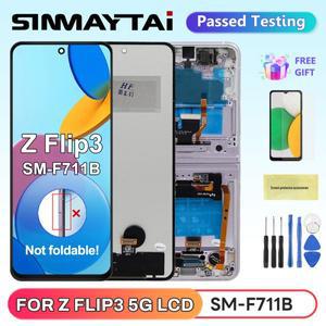 삼성 Z 플립 3 5G용 TFT LCD 디스플레이 터치 스크린 F711B 교체용 프레임 포함