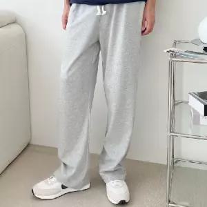 무지 남자 면 팬츠 와이드 바지 통바지 밴딩 2색밴 운동 체육복 트레이닝 남성트레이닝