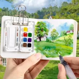 수채화 여행용 미니 고체 물감 팔레트 15색 휴대용 채색 도구 세트