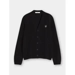 메종키츠네 그레이 폭스 남녀 브이넥 울 가디건 블랙 1228338