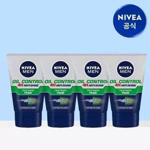 [니베아] 맨 오일 컨트롤 훼이스 워시 폼 100g 4개
