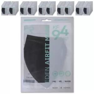 이든 에어핏 보건용 황사마스크 KF-94 새부리형 미세먼지 마스크 성인용 블랙 50개