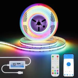 MIWISE 5V USB RGB 스마트 IC TV 파티 제어음악 테이프 스트립 984피트3m 라이트APP 주소 LED COB DIY