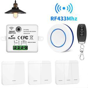 RF433Mhz 무선 리모컨 12V ON OFF 스위치 모듈 가정용 차고 문 조명 220V 110V 10A 차단기 벽 세트