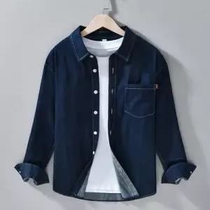 청 남자 멋쟁이 셔츠 긴팔 패션 봄가을 KS3