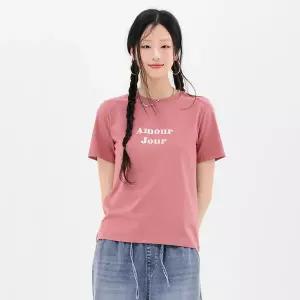 [체이스컬트] 여성 에센셜 레터링 반팔 티셔츠-FBZG5853C0P