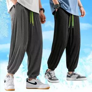 남자 여름 쿨링 조거팬츠 블랙 회색 플리츠 밴딩 와이드 트레이닝