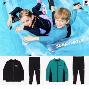 [롯데백화점]휠라 키즈 래쉬가드 아쿠아 바시티집업 상하세트2pcs FK2RTG2A01M최초가138,000원[남여공용]