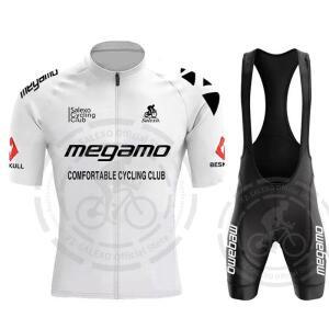 Megamo 팀 여름 사이클링 저지 19D 턱받이 세트 남성용 자전거 의류 Ropa Ciclismo 반소매 Maillot Culotte