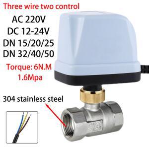 AC220V 12V 24V 전기 스레드 304 스테인레스 스틸 밸브 제어 솔레노이드 워터 액츄에이터 DN15 DN50