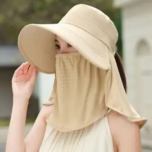 숨쉬기편한 페이스 커버 백쉐이드 챙 모자 여름 자외선차단 마스크 일체형 농부 일 여성 물놀이