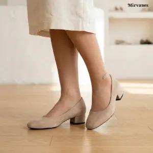 미르바네스슈즈 동글베이직 스웨이드 플랫슈즈_3.5cm