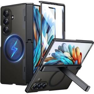 삼성 갤럭시 Z 폴드 7용 반투명 무광택 마그네틱 케이스 내장 HD 화면 보호기  보이지 않는 킥스탠드