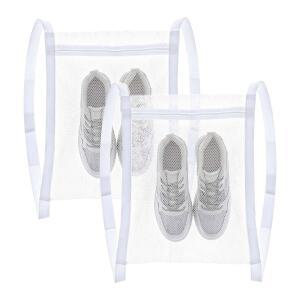 2Pcs 신발 세탁기 가방, 및 건조기용 세탁 재사용 가능한 스니커즈 세탁망 가방 스트랩 지퍼 건조기 액세서리 14.9 x 16.5 인치