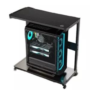 컴퓨터 거치대 빅타워 이동식 중형 수납장 640x270x540mm 고정형 본체 블랙 선반