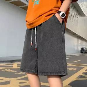 남자 버뮤다 5부 흑 청 데님 반바지 허리 밴딩 코디