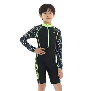 [제테스]제테스 남아동 올인원 집업 긴팔 5부 래쉬가드 수영복 FISH BK B_1O071