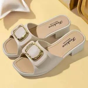 [셀러허브]여름 여성 미들힐 샌들 힐 캐주얼 슬리퍼 구두 - 2컬러 (S33373330)