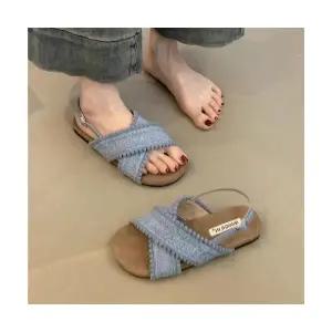 여자 스트랩 샌들 슈즈 로마 메쉬 여름 보헤미안 바캉스 비치 ST2