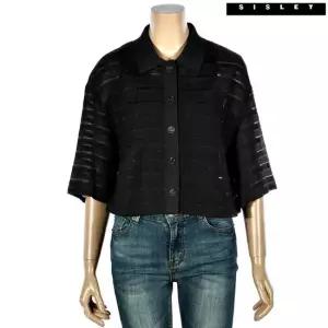 시슬리 [아울렛] 시스루 반팔 셔츠형 반팔 점퍼 SAJPC3431_BK